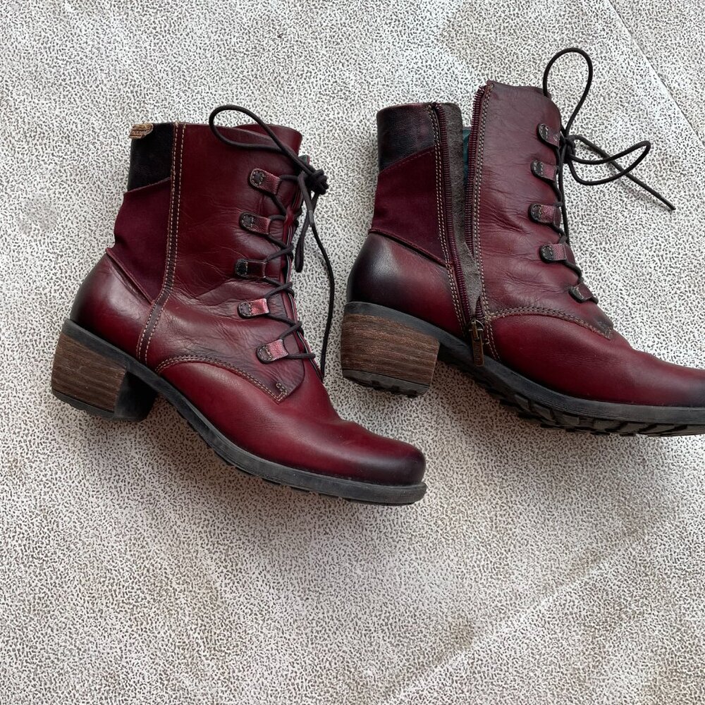 Pikolinos leather boots , dark red, size 39
